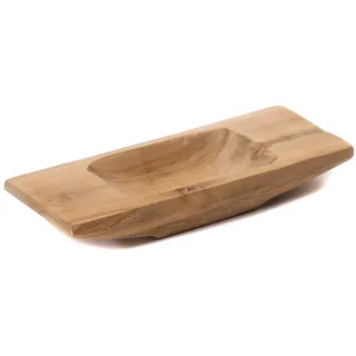 CREEDWOOD TEAK HOLZ SCHALE Barco 30 | Teakholz, 30 cm | Naturholzschale, Teakschale, Wurzelholzschale, Holz Tablett, längliche Holzschale, Teakholztablett