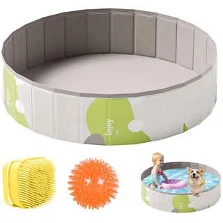 Hundepool Groß Kleine Hunde Faltbar, Verdicktes PVC Anti-Rutsch Hundebadewanne, Hunde Katzen Pool Planschbecken Ohne Aufblasen, Hundeplanschbecken Hundepools, Pool Hund Hundebecken (A-80 * 20)