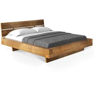 moebel-eins CURBY Balkenbett mit Kopfteil, Wangenfuß, Material Massivholz, 140 x 220 cm, Vintage