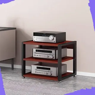 Audio-Komponenten-Rack, robuster AV-Media-Ständer, HiFi-Verstärker-Rack, 90 cm hoch, Stereo-Empfänger, Plattenspieler, Display-Ständer, 5 Etagen