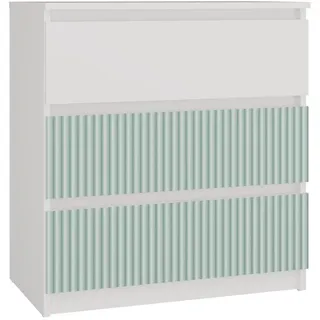CDF Malwa M3 Kommode | Farbe: Weiß/Mint | Schrank für Dokumente und Kleinigkeiten | Ideal für Wohnzimmer, Schlafzimmer, Kinderzimmer und Jugendzimmer | 3 geräumige Schubladen | Nachttisch