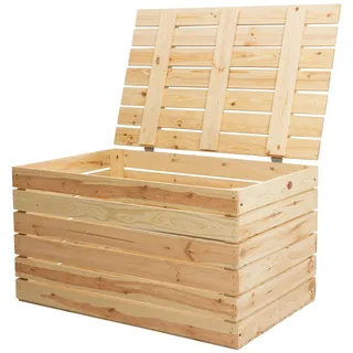 Große helle Holztruhe 80er mit Deckel 80x50x39cm Hochzeit Schatztruhe Spielzeugkiste Garten Truhe Bank Stauraum Sitztruhe Sitzbank Aufbewahrungstruhe große Kapazität Flur, Schlafzimmer, Wohnzimmer