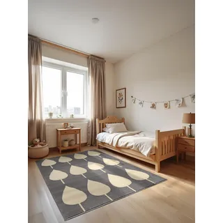 HANSE HOME Lovely Leaves Kinderteppich 120 x 170 cm Blau/Creme