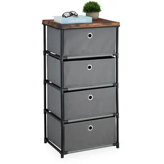 Relaxdays Kommode 85 x 43 x 33 cm Grau/Braun