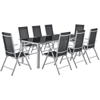 Juskys Aluminium Gartengarnitur Milano Gartenmöbel Set mit Tisch und 8 Stühlen Silber-Grau