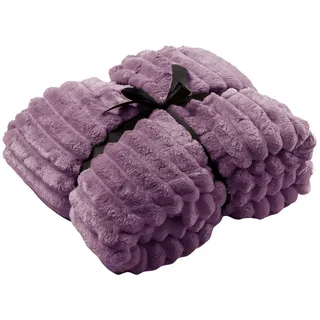 Wohndecke Kuscheldecke 'Ricky' 150 x 200 cm, Dutch Decor, Kuscheldecke, Cordoptik lila