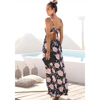 Maxikleid S.OLIVER Gr. 34, N-Gr, bunt (bedruckt) Damen Kleider Strandkleider mit tiefem Rückenausschnitt, Sommerkleid im Alloverprint, Strandkleid