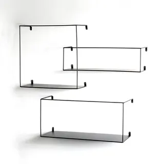 Haku-Möbel Wandregal 3er Set 40 x 18 x 40 cm Schwarz