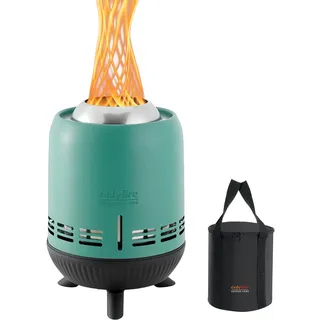 onlyfire Mini Raucharmer Tischkamin mit Tragetasche, Edelstahl Tischfeuer für Garten/Balkon, Outdoor Feuerschale für Pellets/Holz, 15x24cm, Blau