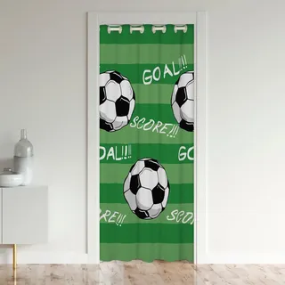 Loussiesd Fußball Türvorhang 106x203cm Kinder Cartoon Sports Dekor Vorhang für Innentür Raumteiler für Schlafzimmer Wohnzimmer für Jungs Grün Ball Spiel Türvorhang 106x203cm