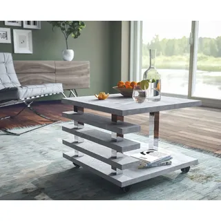 designimpex Design Couchtisch DC-2 Beton 60x60x45cm Rollen eckig Ablage modern quadratisch Wohnzimmertisch Beistelltisch Sofatisch platzsparend Wohnzimmer kleine Räume Living Room Table