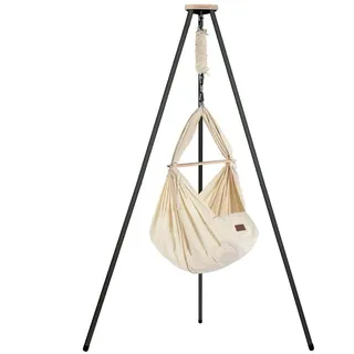 Stubenbett Federwiege Bio mit Tipi Anthrazit weiß