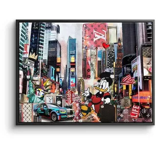 DOTCOMCANVAS® Leinwandbild Dagobert in New York City, Leinwandbild Dagobert Duck in New York City Comic Streetart Modern Art schwarz