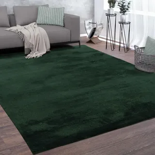 Paco Home Waschbarer Teppich Wohnzimmer Kurzflor Einfarbiger Moderner Stil Weich 300x400 cm - Grün