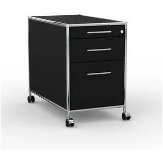 Versee Rollcontainer Bürocontainer VERSEE – 60 / 80 cm, 3 oder 4 Schubladen, Farbauswahl, (Schubladencontainer für Büro und Home-Office, 1 Rollcontainer), robust & kratzfest, 50kg belastbar schwarz 43,5 cm x 66,5 cm x 80 cm