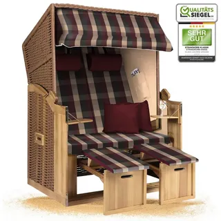 Strandkorb Hanse Strandkorb Strandkorb 2-Sitzer Ostsee Volllieger Beige Rot, BxTxH: 120x80x160 cm, Ostsee Volllieger, Ostsee 2-Sitzer Modell 2025, Stabiles Wacholder mit handgefertigtem Polyrattangeflecht grün
