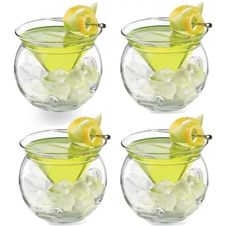 NLDGR Martini-Gläser ohne Stiel, 142 ml, Martini-Glas mit Kugelboden, elegante Gläser für Cocktail-Party, Bar, Trinkgläser-Set, 4 Stück