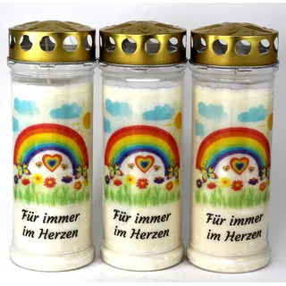 Kerzen Junglas - Grabkerze für Sternenkind, 7 Tage Brenndauer (3949) Grablicht mit Spruch und Motiv, Wetterfester Grabschmuck (3 Stück)