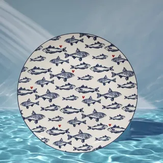 Dekorativer Speiseteller Fische 26cm Maritim Porzellan Clayre & Eef