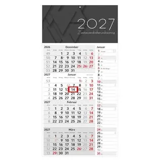 Geiger 4-Monatskalender Konzept 4 Post, Jahr 2027, 4 Monate = 1 Blatt, mit Notizspalte, 30 x 60 cm