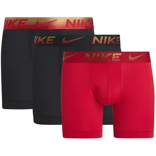 3er Pack NIKE Boxershorts Briefs Herren 622 - uni red/ blk/ BLK mtllic grdient wb L