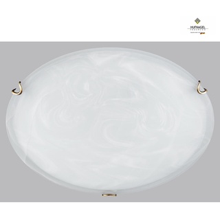 Hufnagel Deckenleuchte RUN, Ø 40cm, 2x E27, alabaster-Glas weiß, messing-poliert HUF-592021