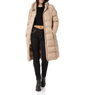 Cipo & Baxx Damen Steppmantel Jacke Parka Knielang Winterjacke Stepp Kapuze WM137 Beige XL - XL