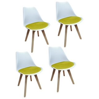 HTI-Living Esszimmerstuhl Stuhl Atlanta Weiß, Velvet Gelb (Set, 4 St), Esszimmerstuhl Kunststoffschale Samtbezug Holzfüße gelb|weiß