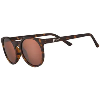 goodr Nine Dollar Pour Over polarisierte runde Sonnenbrille für Damen und Herren, braune, durchscheinende Rahmen mit braunen, nicht reflektierenden Gläsern, UV400-Schutz, rutschfest, Braun, Größe S, - S