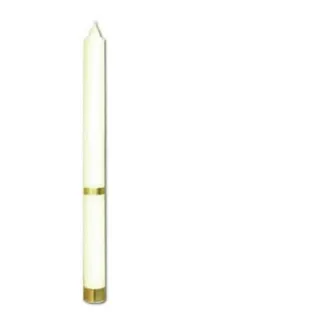Rak Kerze Rohling lang Taufkerze oder Kommunionkerze mit goldenem Streifen 3,5 cm weiß