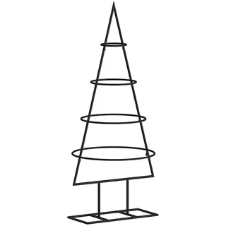 vidaXL Metall Weihnachtsbaum, Platzsparende Weihnachtsdeko, Christbaum mit Ständer aus Metall, Weihnachtsschmuck Dekobaum Tannenbaum, Schwarz