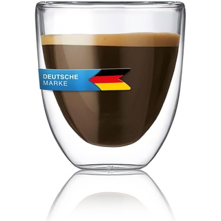 Dimono® Doppelwandiges Trinkglas Wasserglas aus Borosilikatglas Latte Macchiato Longdrink- & Cocktailgläser (Espressoglas, 1 Stück)