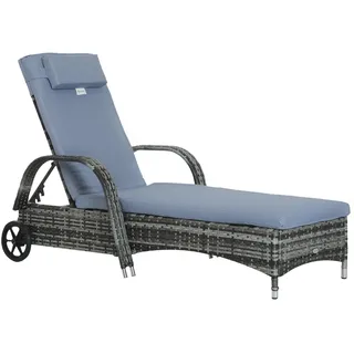 SONNENLIEGE, Polyrattan+Metall, Grau