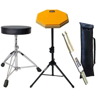 keepdrum Schlagzeug keepdrum Übungspad Practice Pad Orange Set mit Hocker orange