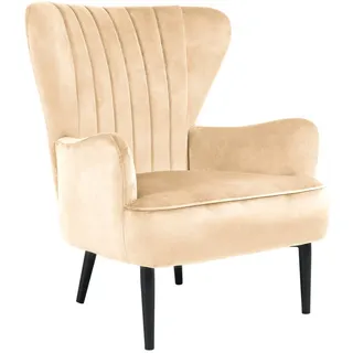 Svita Ohrensessel Arthur Samt 76 x 89 x 78 cm Hellbraun