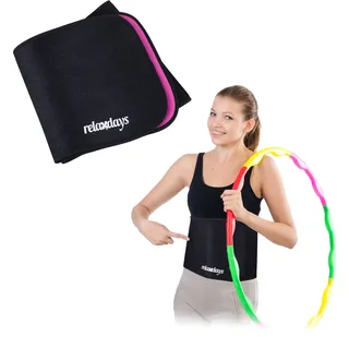 Relaxdays Bauchweggürtel Hula Hoop, Pink,Schwarz