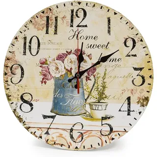 30 Cm Große, Rustikale Vintage-wanduhr Mit Geräuschloser Zeitschaltuhr Aus Holz.