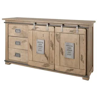 Massivmoebel24 Sideboard 150 x 80 x 45 cm Beige / Weiß