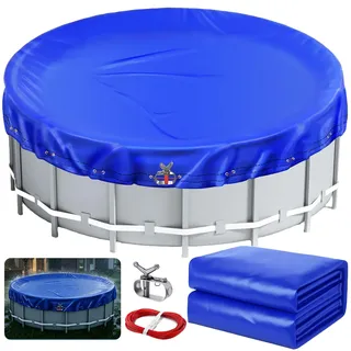 Pool Winterabdeckung für Pools Ø 460-500 cm, poolabdeckung Winter aus 200g/m2 PE Material, poolabdeckung rund für Sommer & Winter, Ø 560 cm Pool Abdeckplane