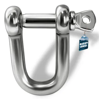 PinPro 4x M10 Edelstahl Schäkel gerade kurze Form – Rostfrei und sogar Salzwasserbeständig – M4 bis M10 Größe wählbar – D-Form mit Augenbolzen Ø10mm – 1.4401 / AISI 316 (V4A) NIRO-Werkstoff
