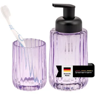 bremermann Badaccessoire-Set Schaum-Seifenspender und Zahnputzbecher, in lavendel lila
