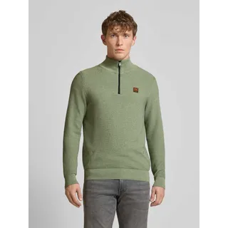 Strickpullover mit Label-Detail, Mint, L