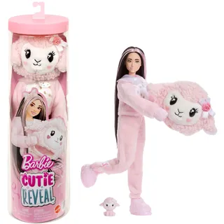 Barbie Cutie Reveal Puppe und Zubehör Lamm der Cuddly-Reihe mit 10 Überraschungen (JJP66)
