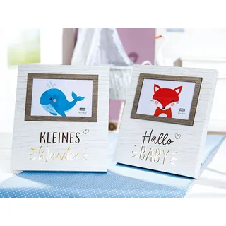 MF Bilderrahmen LED Fotorahmen Fuchs und Wal – für Baby oder Kinderzimmer, für 3 Bilder (2 St)
