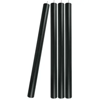 4 Stabkerzen Schwarz Durchgefärbt 29 cm Lang Tropffrei Premium