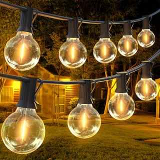 9m LED Lichterkette Außen mit 30+2er G40 Glühbirne Wasserdicht Lichterketten Strom für Hochzeit Party Garten Veranda Balkon Deko