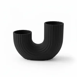 Moderne, Minimalistische Schwarze Vase In U-form Mit Eleganter Gestalt