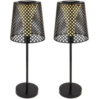 GLOBO Solarleuchte Metall 18x50 cm 2er Set schwarz