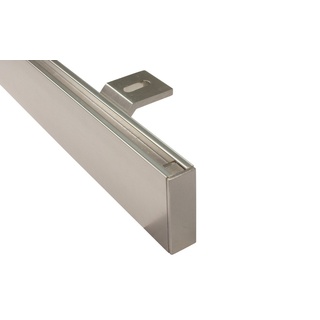 iso-design Gardinenstange Gardinenschiene Unischiene eckig zur Deckenmontage, 1-läufig, Fixmaß, mit Bohren, Aluminium silberfarben 140 cm