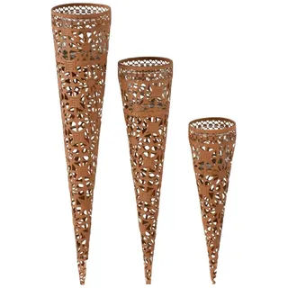 Garden Pleasure Kerzentülle Kerzenhalter 3er Set in Rost-Optik aus Stahl und Glas